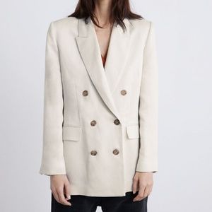 Zara Satin-Look Linen Blazer